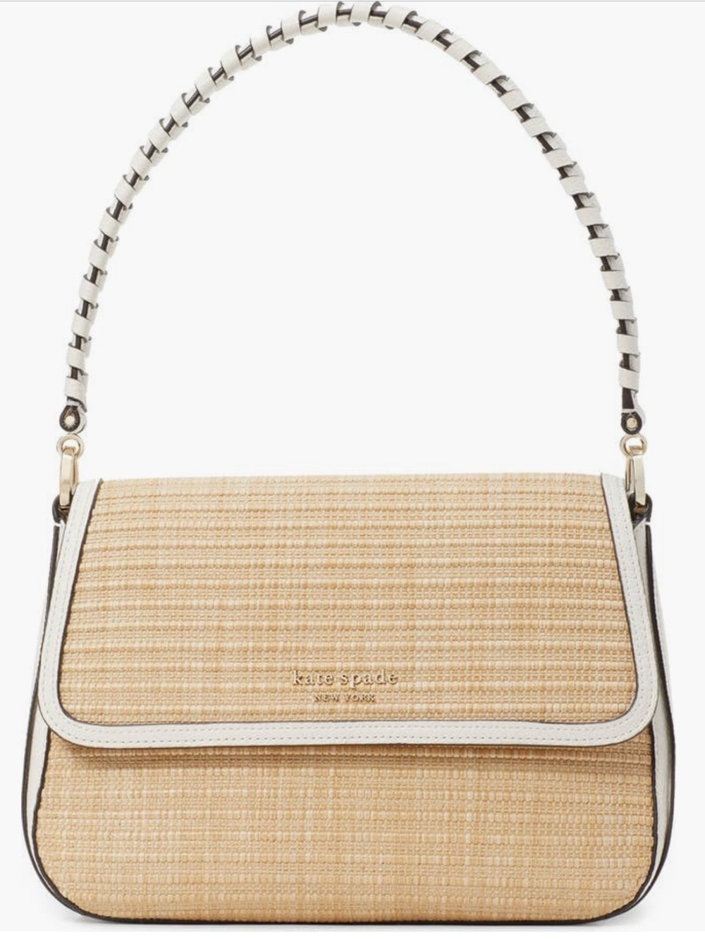 Kate Spade HUDSON Natural Straw and White Leather Shoulder & Cross Body Bag - Picture 3 of 14